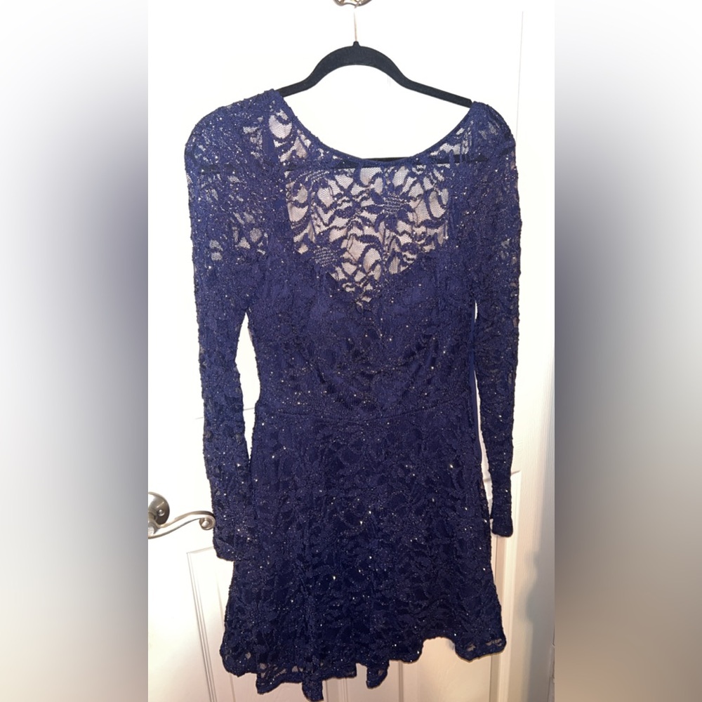 B Darlin Midnight Blue Lace Dress